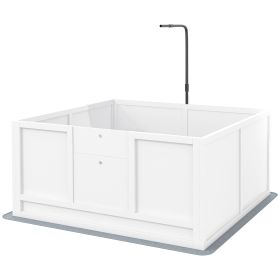 Whelping Box for Puppies with Pee Pad, Pig Rail, Adjustable Door for Small, Medium & Large Breed Dogs Birth, 41" x 39"