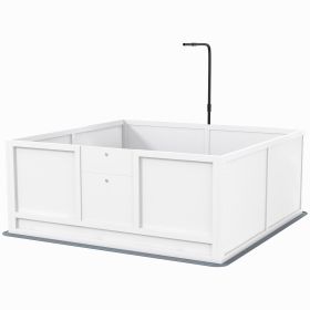 Whelping Box for Puppies with Pee Pad, Pig Rail, Adjustable Door for Small, Medium & Large Breed Dogs Birth, 49" x 48"