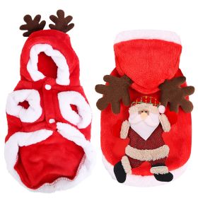 1Pc Pet Christmas Clothes Santa Claus Reindeer Antlers Costume Winter Outfit New Year Coat For Small Medium Dogs Cats