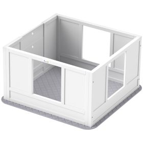 Whelping Box for Dogs with Whelping Pad, Adjustable Entrance, Non-slip Foot Pads, for Small Dogs, White
