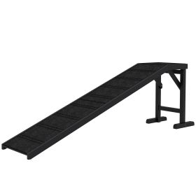 Dog Ramp w/ Non-Slip Carpet and Top Platform, 74" x 16" x 25", Black