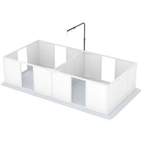 Whelping Box for Dogs w/ Retractable Light Stand, Waterproof Pee Pad & Adjustable Height Door for Medium Breed Dogs