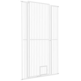 67" Extra Tall Pet Gate, 30"-41" Dog Gate with Cat Door, 1.4" Narrow Gap, 2.8" and 5.5" Extension, for Doorway, Hallway