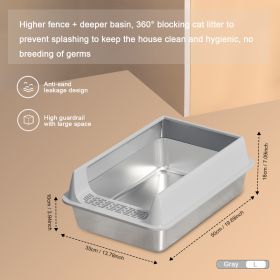 Oversized Stainless Steel Litter Box, Semi-enclosed Splash-proof And Leak-proof Design, Removable Lid, Suitable For Big Cats, And More