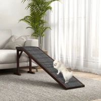 PawHut Dog Ramp For Bed, Pet Ramp For Dogs With Non-Slip Carpet And Top Platform, Brown