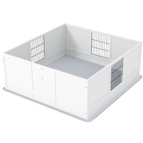 Dog Whelping Box with Washable Pee Pad, Adjustable Height Door, for Large Breed Dogs, 49" x 47" x 19"